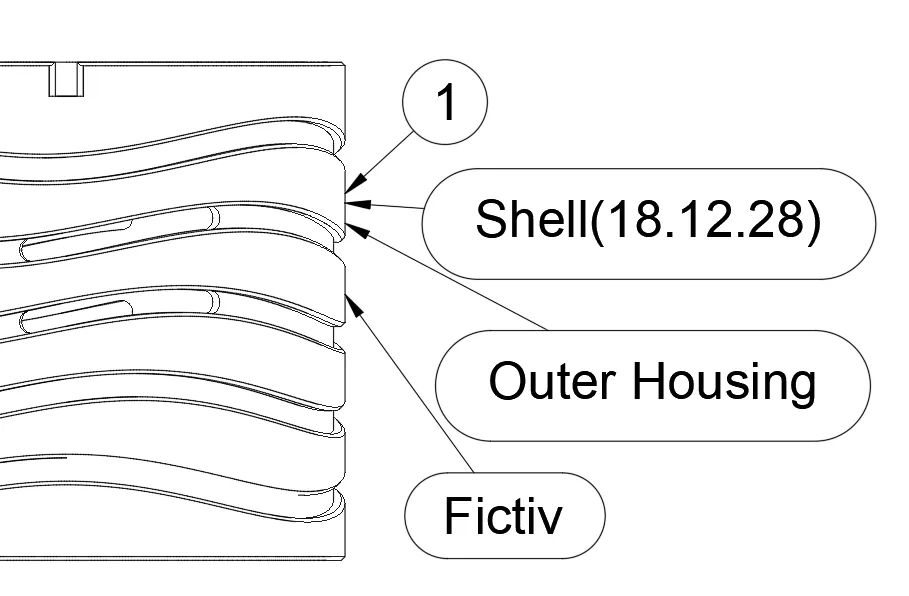 two dimensional drawing with several balloon shaped callouts each showing different information